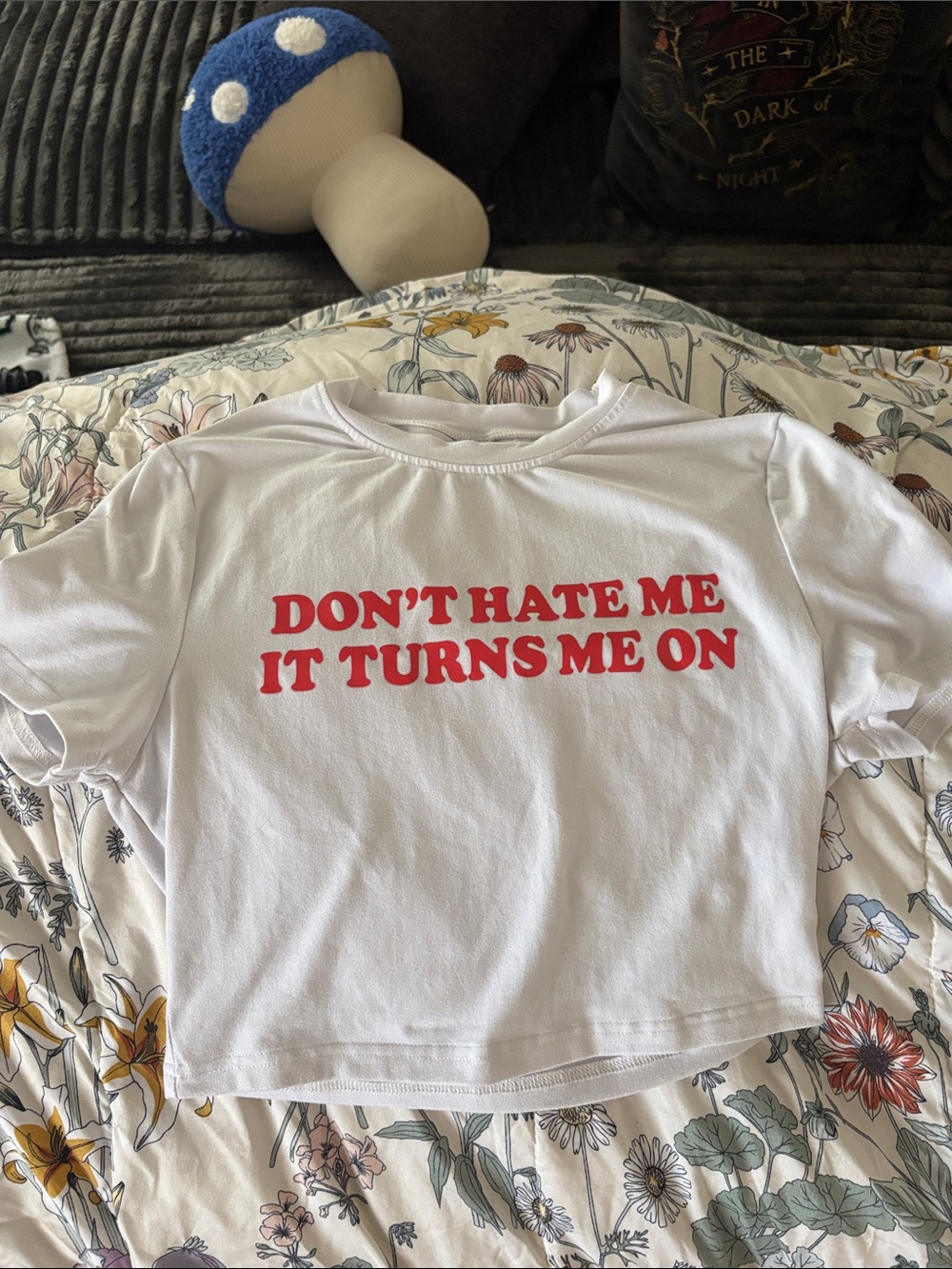 White Medium Graphic Tee with Red Slogan
